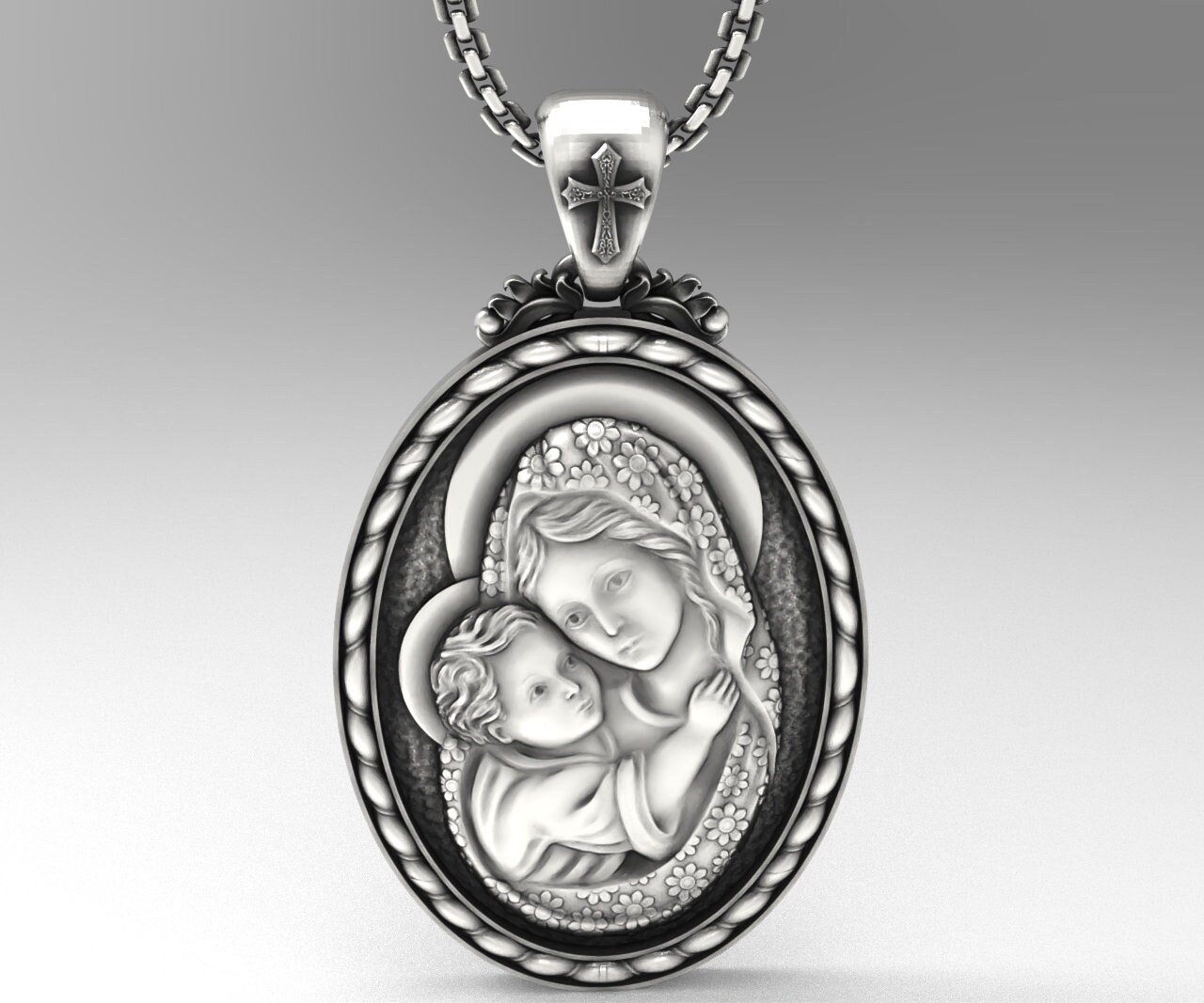 ネックレス・チョーカー Enamel Virgin Mary Pendant Jesus Side Mary - Etsy