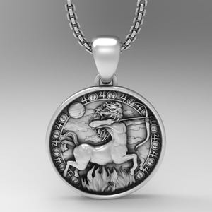 Naszyjnik ze znakiem zodiaku Strzelca, medalion ze srebra próby 925, szczegółowa i stylowa pamiątka, unisexowy dodatek do horoskopu