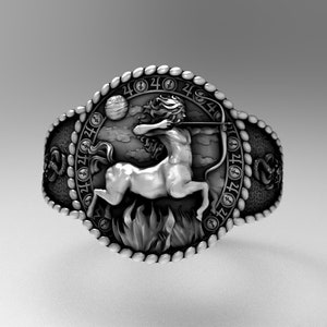 Sagittarius Zodiac Ring 925 Sterling Silver A Detailed and Stylish Souvenir Unisex Zodiac Accessory