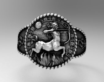 Sagittarius Zodiac Ring 925 Sterling Silver A Detailed and Stylish Souvenir Unisex Zodiac Accessory