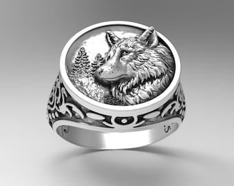 Handmade Sterling Silver Wolf Ring: Nature Inspired Statement Jewelry