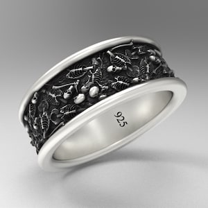 The Deads, Skelette und Schädel Gothic Ring, handgemachte Silber Biker Ring, Schädel Silber Schmuck, Ring für Unisex, interessante detaillierte Band