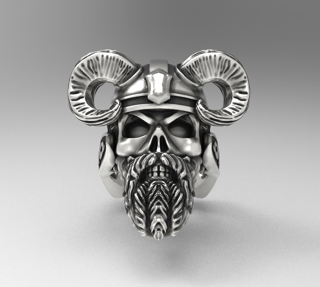 Odin Horned Skull Ring: Handmade 925 Sterling Silver Viking Jewelry