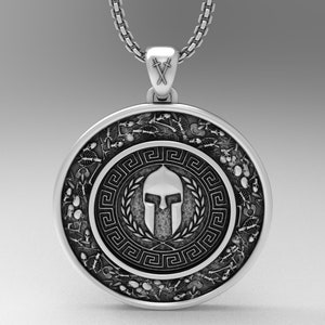 Spartan Warrior Helmet Necklace - 925 Sterling Silver Medallion Pendant | Unisex Greek Souvenir | Handmade Historical Jewelry