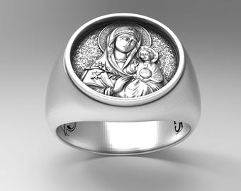 Bague Vierge Marie Enfant Jésus Bijoux religieux artisanaux en