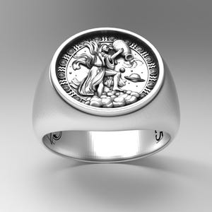 Astrology Lover&#39;s Must-Have: Sterling Silver Aquarius Zodiac Ring - Unisex Statement PieceSilver A Detailed and Stylish Souvenir Unisex gift
