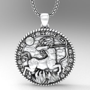 Naszyjnik ze znakiem zodiaku Strzelca, medalion ze srebra próby 925, szczegółowa i stylowa pamiątka, unisexowy dodatek do horoskopu