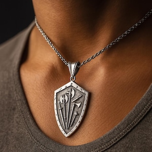 Sterling Silver Warrior Medallion Necklace - Gift for Him
