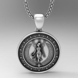 Nike Goddess Pendant - Greek Mythology Jewelry - Winged Victory Necklace - Handcrafted Laurel Wreath Charm - Symbol of Success