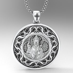 St. Patrick&#39;s Necklace, 925 Sterling Silver, Irish Celtic Cross, Christian Seal Locket, Silver Catholic jewelry,Handcrafted,Silver Religious