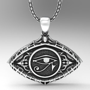 Eye of Horus Necklace,Seal Necklace,Ancient Egyptian Mythology Jewelry,925 sterling silver,handmade Necklace, very detailed and eye-catching