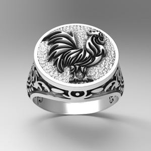 Handmade Sterling Silver Rooster Ring: Pride Motif Jewelry