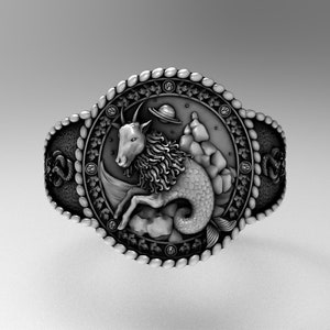 Capricorn Zodiac Ring 925 Sterling Silver A Detailed and Stylish Souvenir Unisex Zodiac Accessory