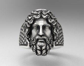 God Zeus Ring: Oxidized 925 Sterling Silver Greek Mythology Jewelry