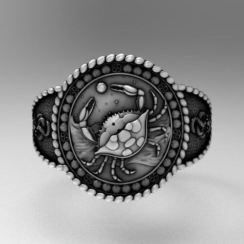 Cancer Zodiac Medallion / Large 925 Sterling Silver Crab Etsy