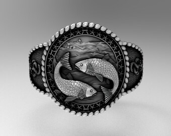 Sterling Silver Pisces Zodiac Ring: Engraved Unisex Accessory