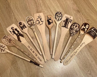 Set of 3 Hand burnt wooden spoons Star Wars inspired Fan Art
