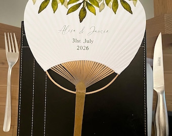 White Paper Paddle Fans - Engraving and Printing Options Available- Min order 10
