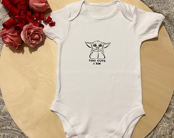 Hand printed vinyl baby yoda, Grogu vest