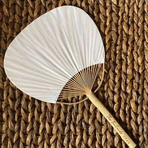 10 White Hand Engraved Paddle Fans Etsy