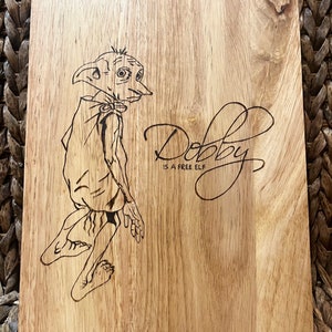 Hand Burnt Wooden Chopping Board inspired by Dobb-y the Elf Fan Art