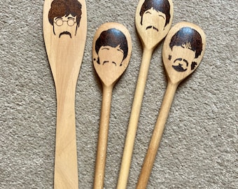 Wooden spoon set inspired by the Beatles