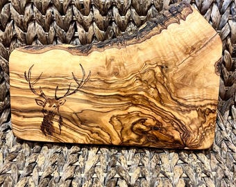 Olive wood panel with stag