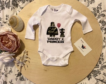 Hand Printed Vinyl Baby Vests inspired by Star Wars Darth Vader daddy
