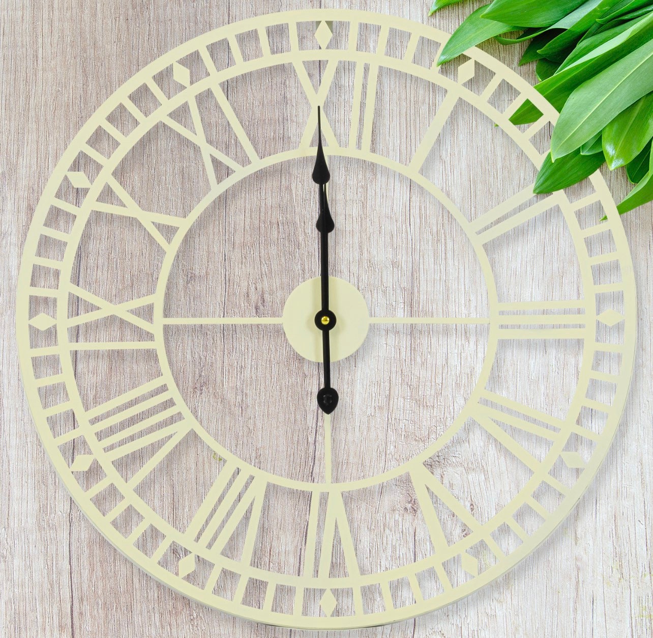 Giant Garden Wall Clock Roman Numeral Metal Outdoor Large Round Face 60cm Black 