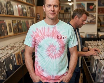 Camiseta Rush con estampado tie-dye de semáforo a doble cara / Camiseta con logo de la banda