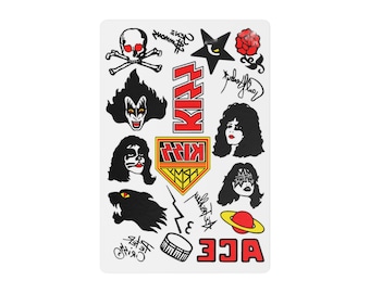 Tatuajes temporales de KISS ALIVE II / Logotipo de la banda, rostros, iconos - Reimpresión