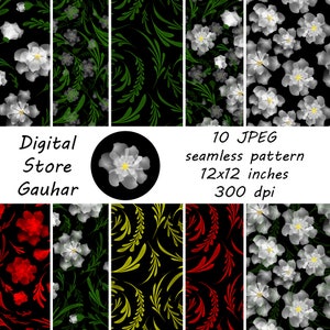 Watercolor floral paper pack seamless pattern digital paper decorative for scrapbooking