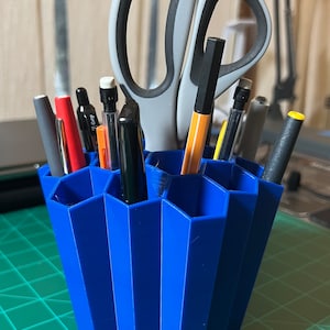 Tall Honeycomb Pen / Pencil Holder Sculpture Desktop Organizer 3D Printed.