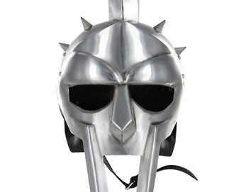 Medieval Maximus Decimus Meridius Gladiator Armor Helmet Costume with Wood Stand