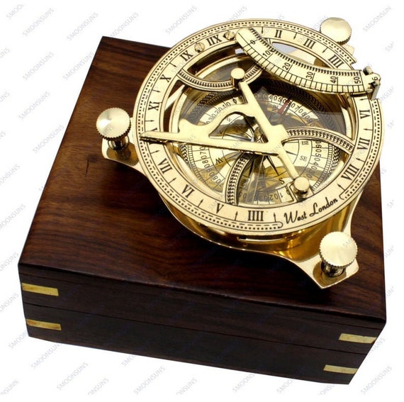 Marine Black Antique 3" Brass Working Sundial Compass Vintage Nautical Decor 