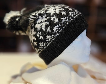 Alpakamütze, Bommelmütze, Wintermütze, Strickmütze, Wollmütze, Bobble Hat, Norwegermütze