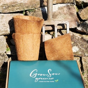 Organic Coco Coir Pot - 12cm thick wall.  Gardening. Fruit. Vegetables. Microgreens Superfood. Organic. Seeds. Eco gift. Grow your own.