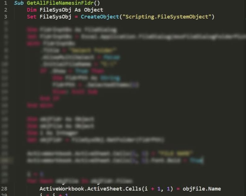 VBA Code for Smart Intelligent Excel Tool Extract File Names From