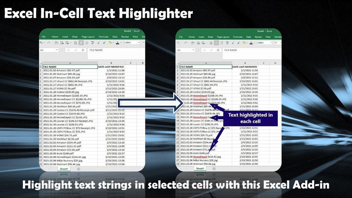 Excel Incell Highlighter Smart Intelligent Excel Tool Etsy