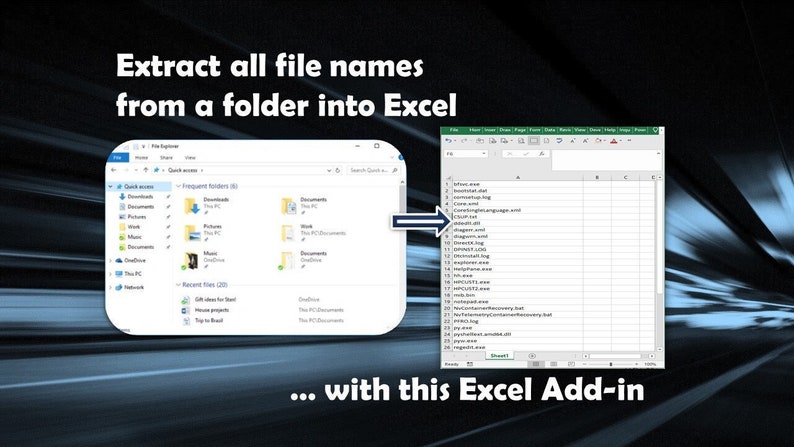 Smart Intelligent Excel Tool Extract File Names From Folder Etsy 