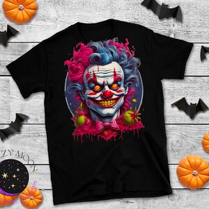 OM3® Evil Clown T-shirt | dames | Halloween Party Spooky Creepy Killer | S - XXL, wit, S