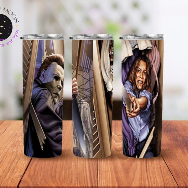 Michael Myers and Laurie Strode - Horror Movie - Halloween- Insulated 20 oz Tumbler - Halloween