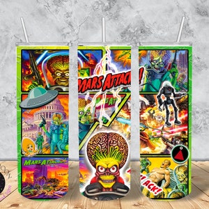 Mars Attacks Martian Warrior Montage - Stainless Steel Insulated Tumbler With Lid and Straw