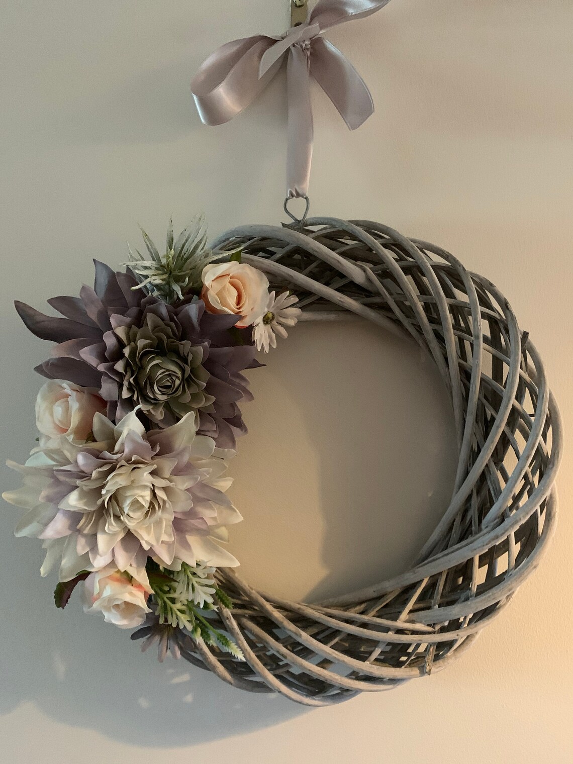 Grey Willow 30cm Artificial Floral Door Wreath Etsy