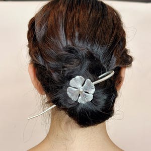 Silver flower Hair Pin | Gold leaf Hair Stick | Brass Hair clips | Hair Accessories | Bridal Hair Accessories
