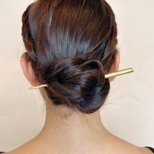 Handmade Brass Wave Hair Pin: Etched Hair Stick