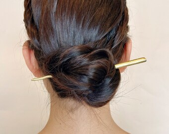 Handmade Brass Wave Hair Pin: Etched Hair Stick - Etsy display picture 2