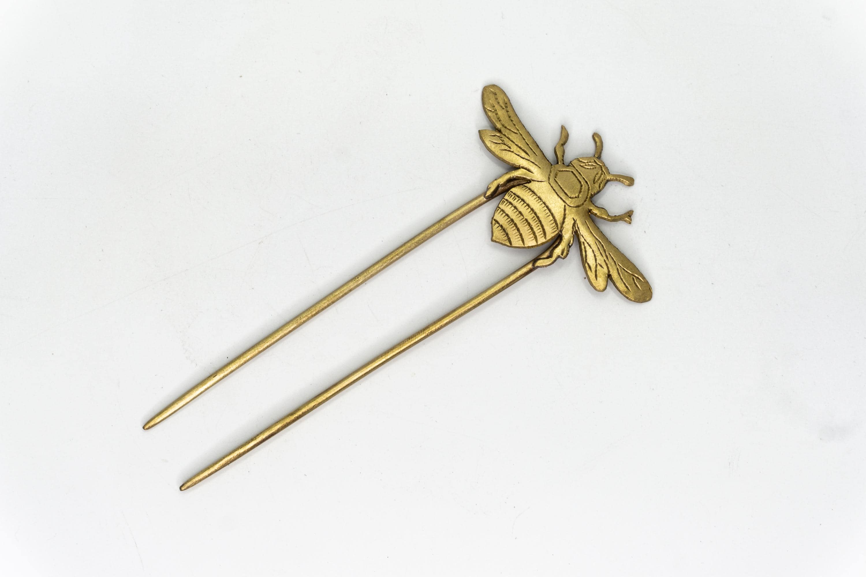 Silver Bee Hair Pin | Etched Honeycomb Hair Fork - Etsy
