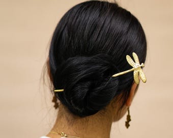 Messing Libellen Haarnadel: Gold Insekt Haarkamm, Hochzeit Accessoire