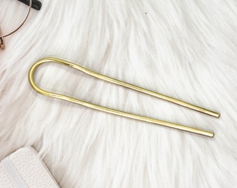 Brass Hair Fork | Copper Hair Pin | U shape Hair Stick | Simple Hair Accessories | Silver hair pin | Handmade Jewelry